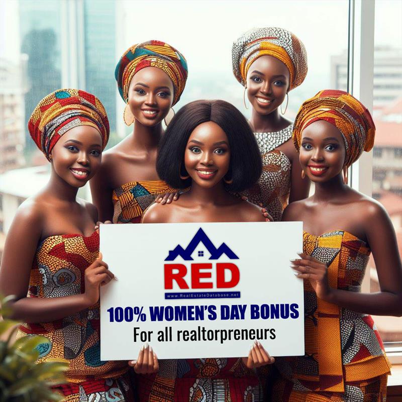100% womens day bonus for all real estate agents.