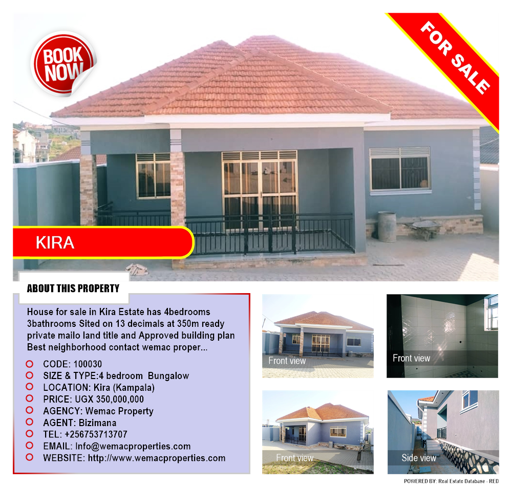 4 bedroom Bungalow  for sale in Kira Kampala Uganda, code: 100030