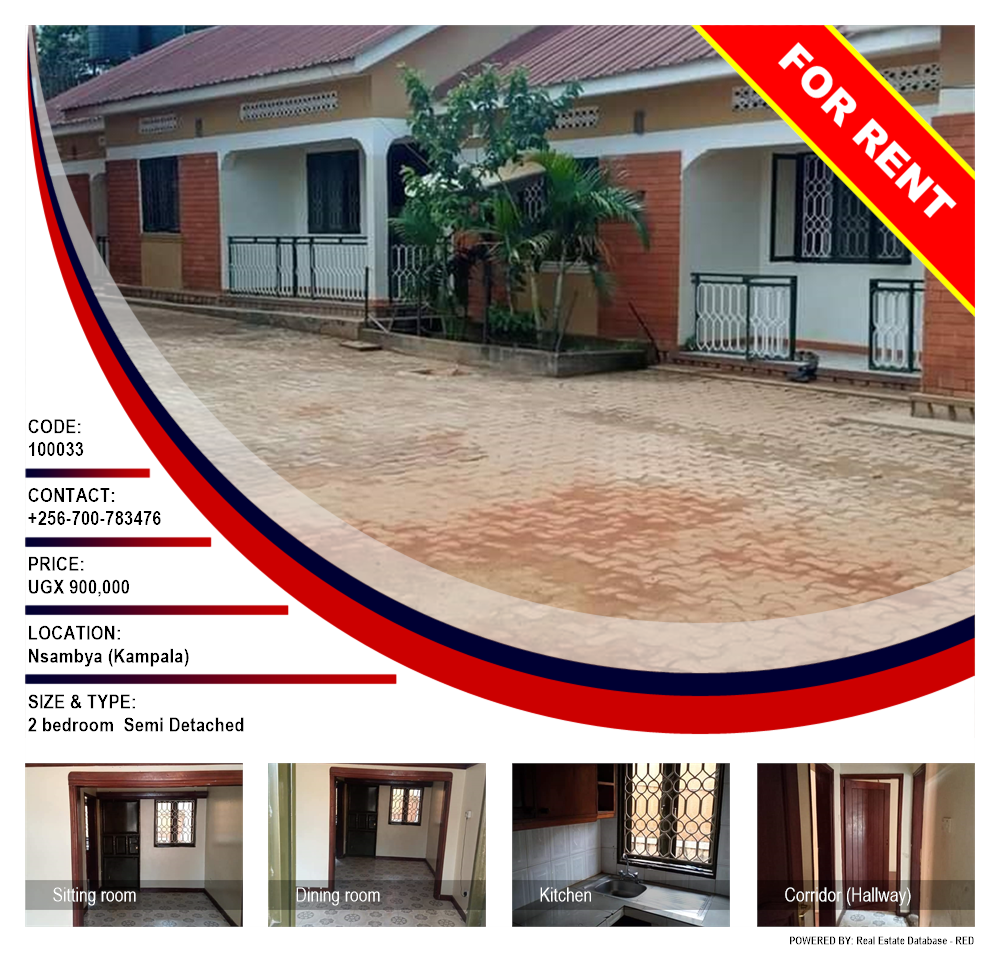 2 bedroom Semi Detached  for rent in Nsambya Kampala Uganda, code: 100033