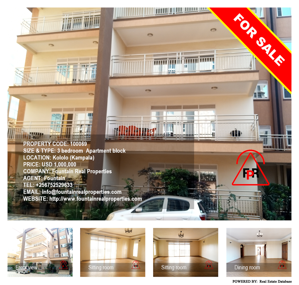 3 bedroom Apartment block  for sale in Kololo Kampala Uganda, code: 100069