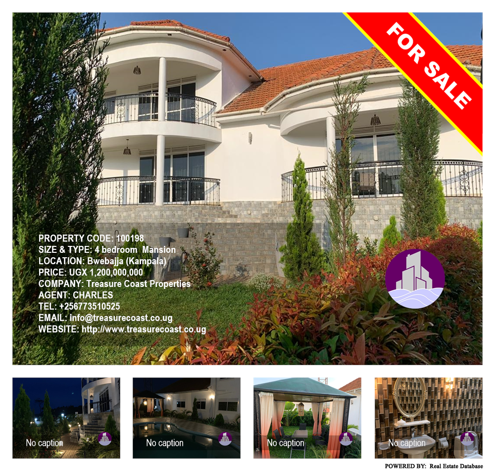4 bedroom Mansion  for sale in Bwebajja Kampala Uganda, code: 100198