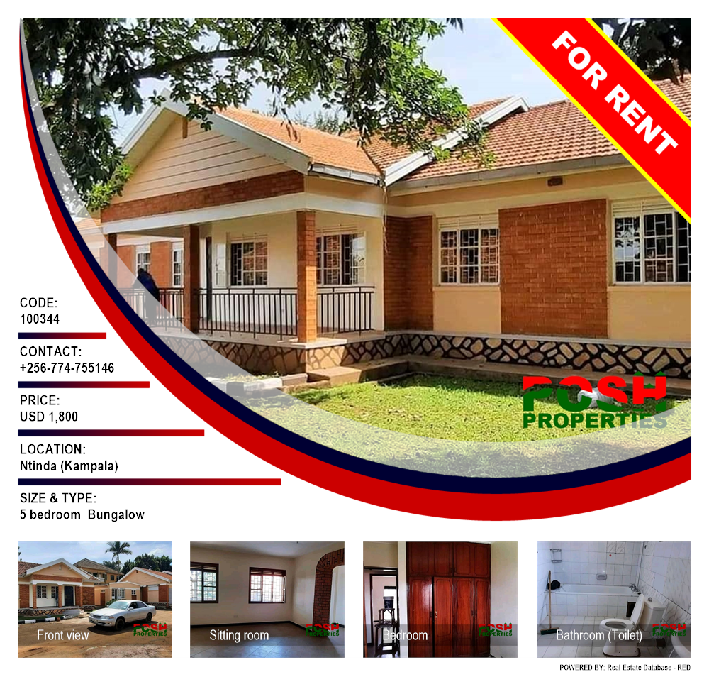 5 bedroom Bungalow  for rent in Ntinda Kampala Uganda, code: 100344