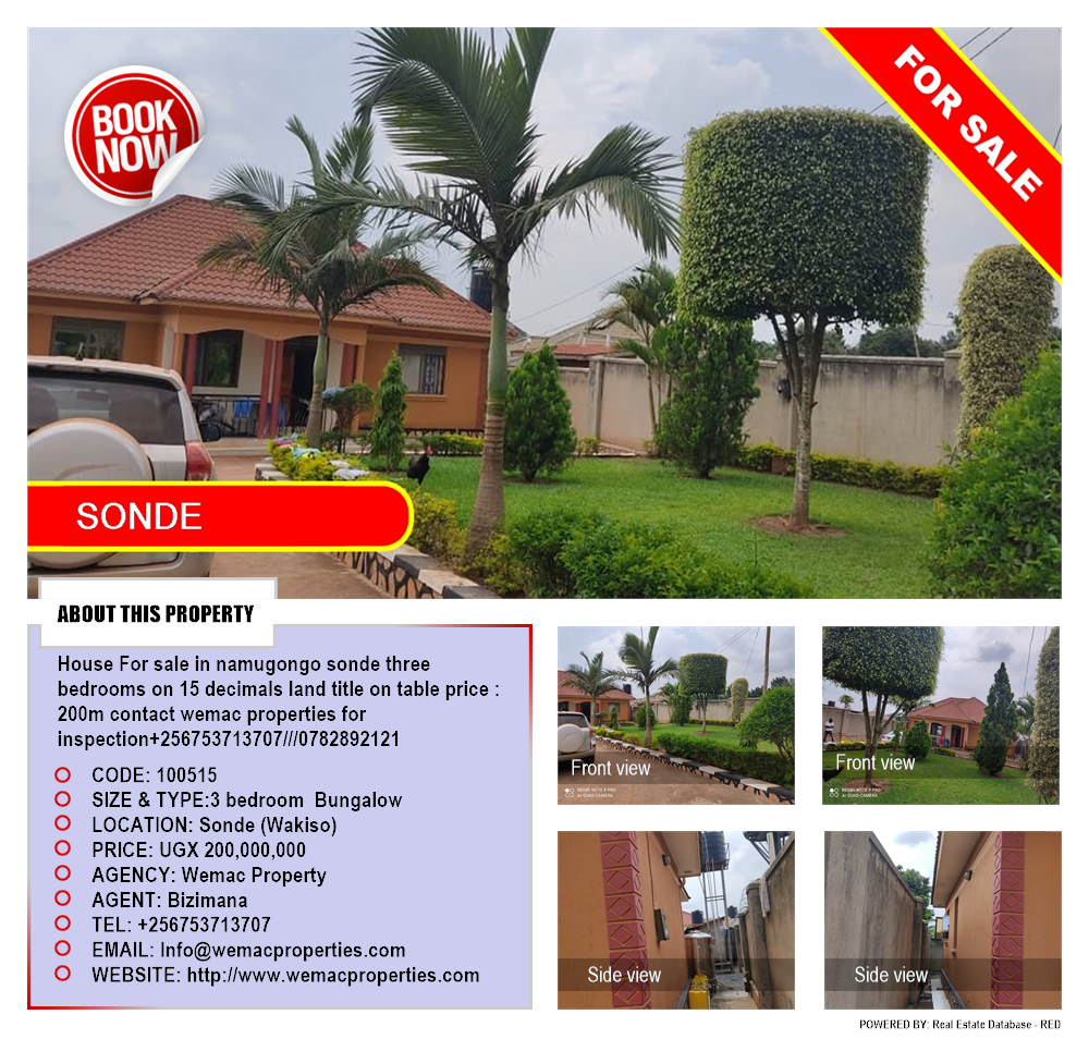 3 bedroom Bungalow  for sale in Sonde Wakiso Uganda, code: 100515