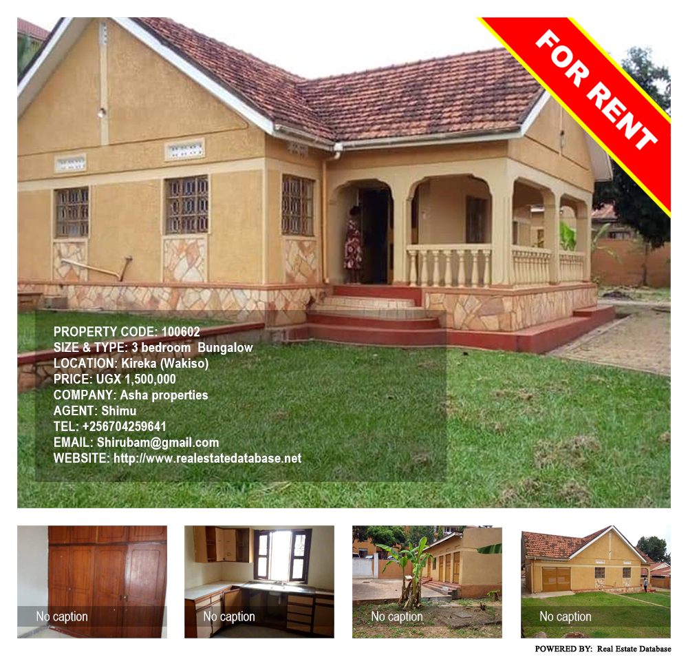 3 bedroom Bungalow  for rent in Kireka Wakiso Uganda, code: 100602