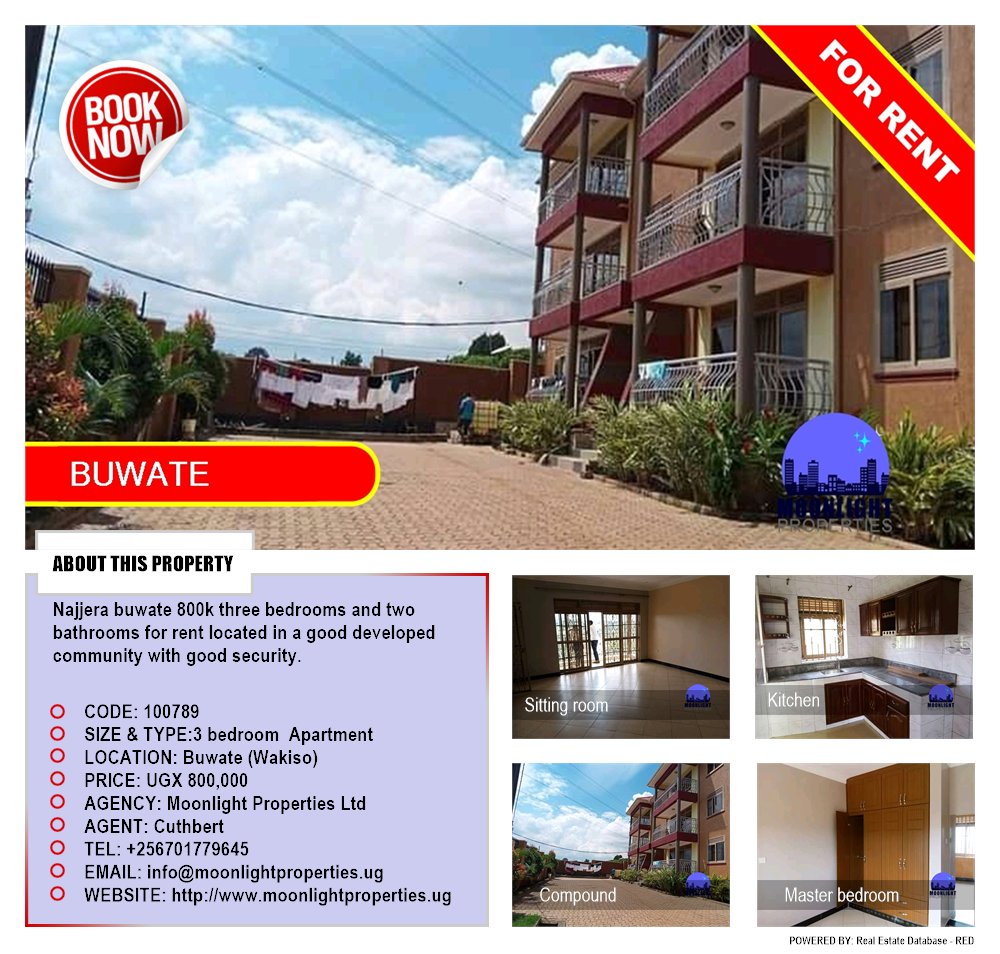 3 bedroom Apartment  for rent in Buwaate Wakiso Uganda, code: 100789