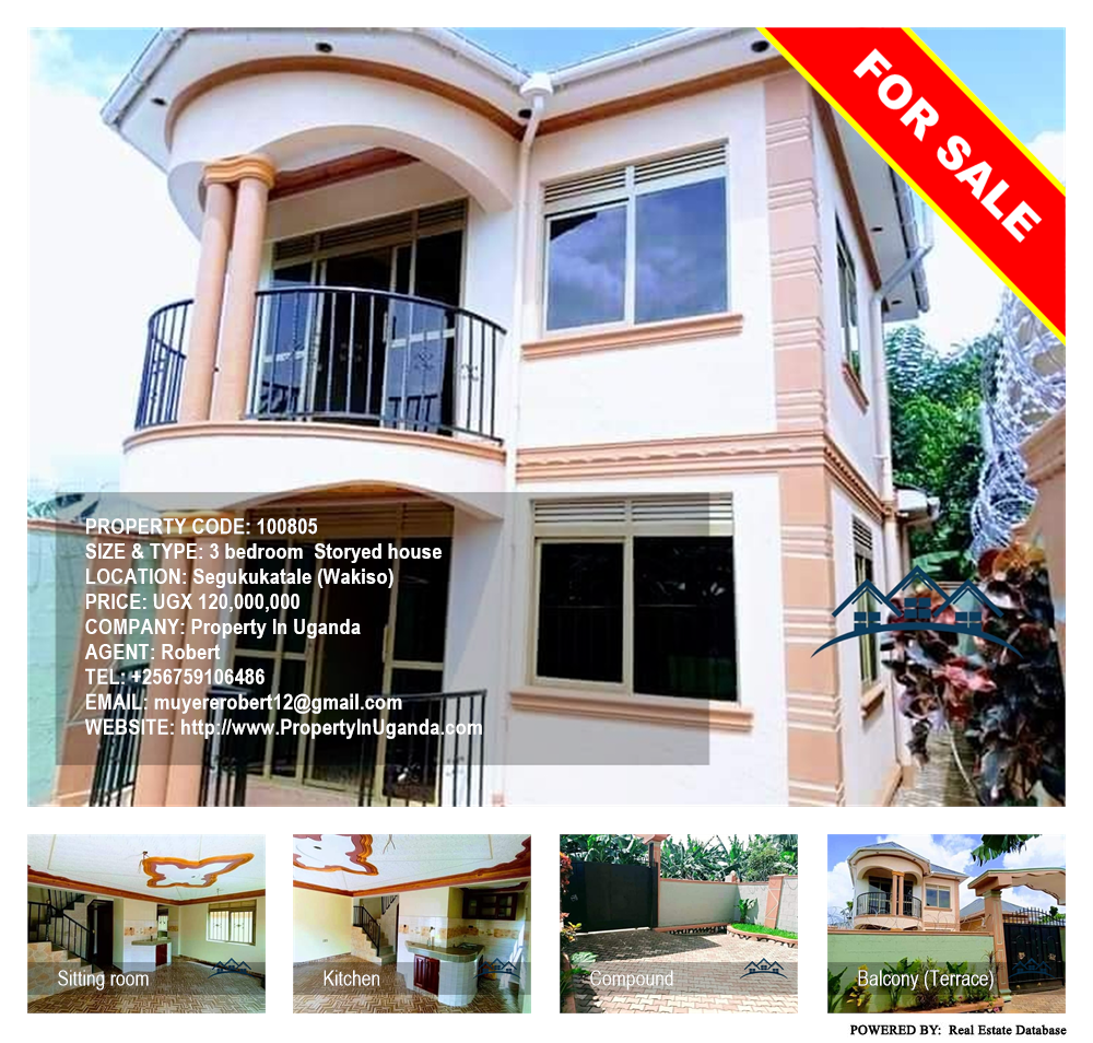 3 bedroom Storeyed house  for sale in Seguku Wakiso Uganda, code: 100805