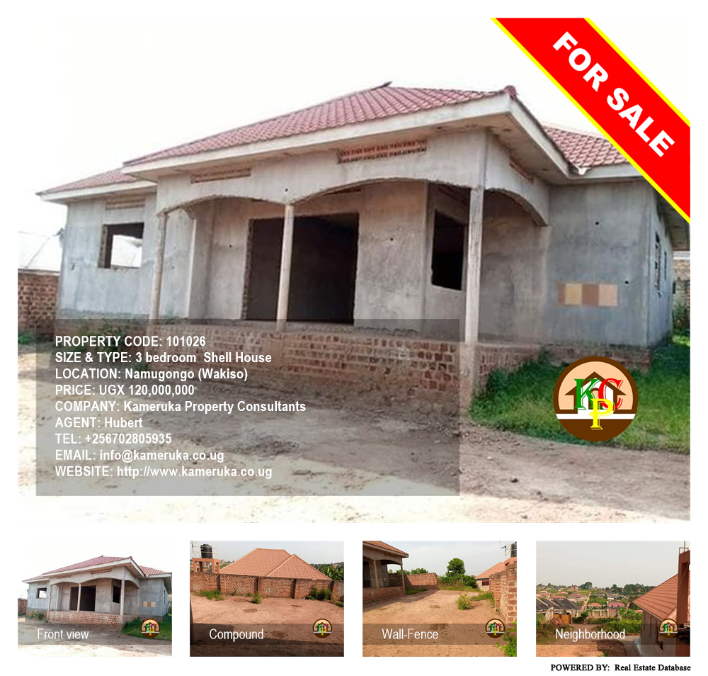 3 bedroom Shell House  for sale in Namugongo Wakiso Uganda, code: 101026