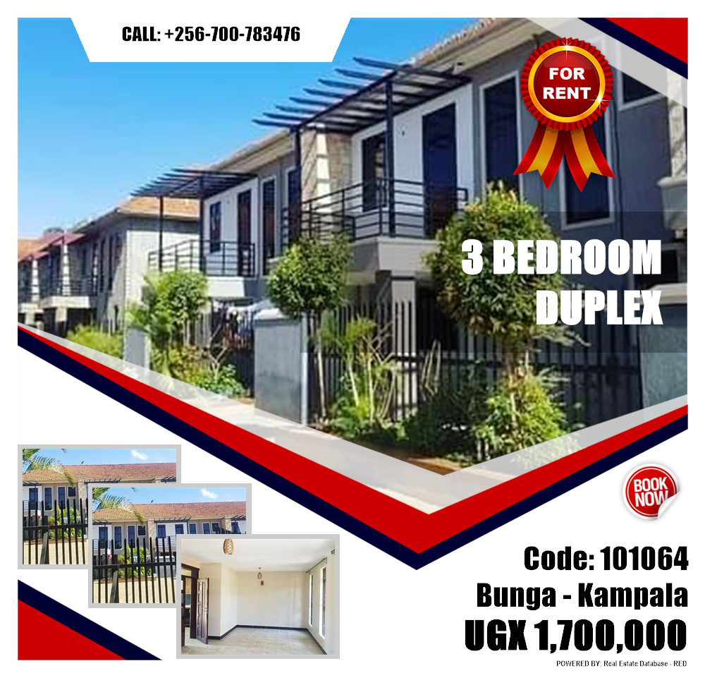 3 bedroom Duplex  for rent in Bbunga Kampala Uganda, code: 101064