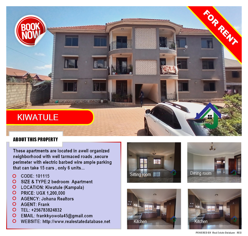 2 bedroom Apartment  for rent in Kiwaatule Kampala Uganda, code: 101115