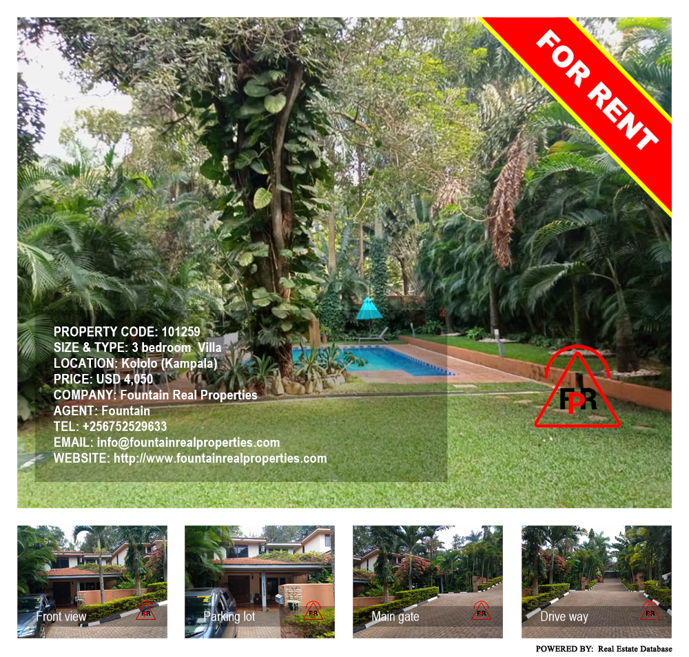 3 bedroom Villa  for rent in Kololo Kampala Uganda, code: 101259