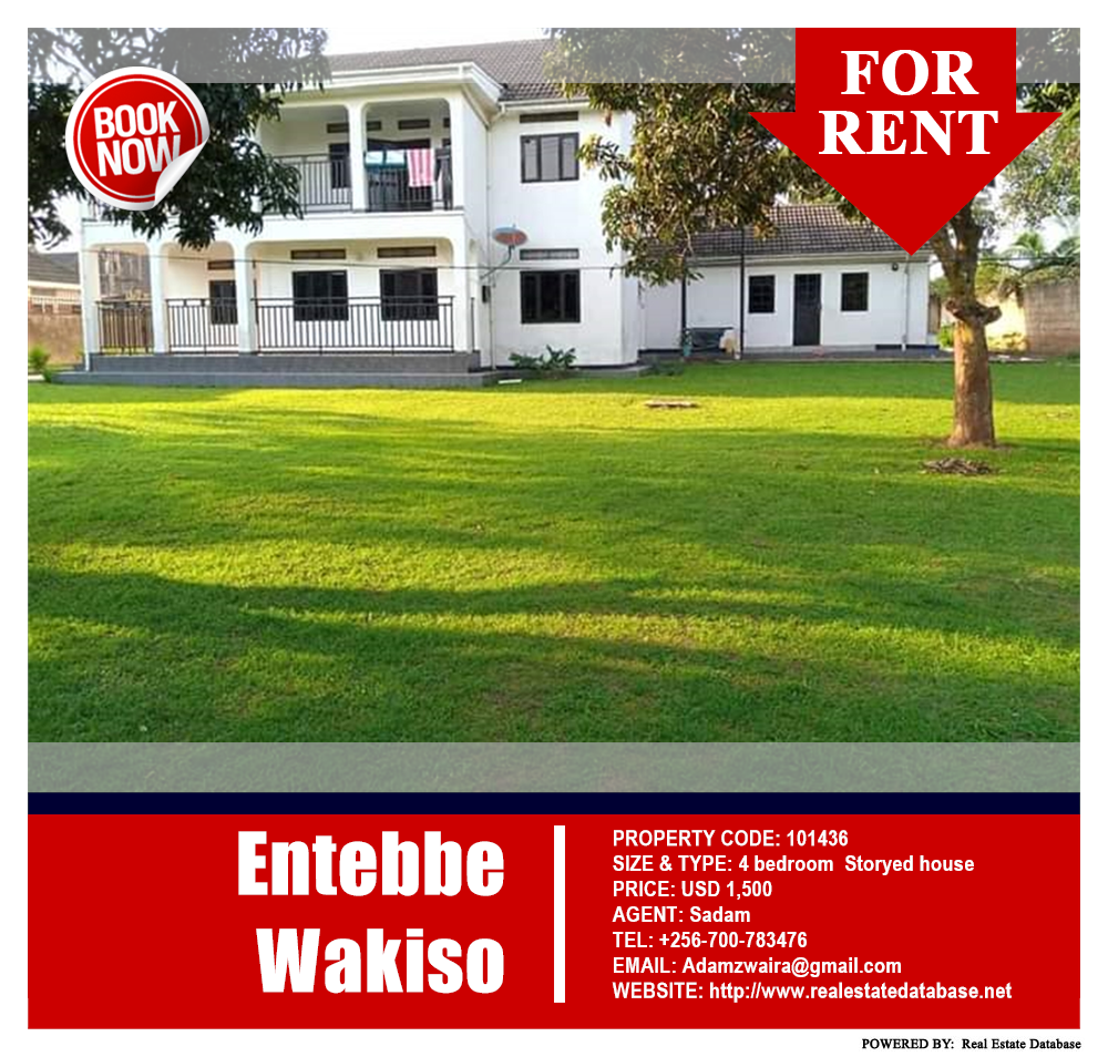 4 bedroom Storeyed house  for rent in Entebbe Wakiso Uganda, code: 101436
