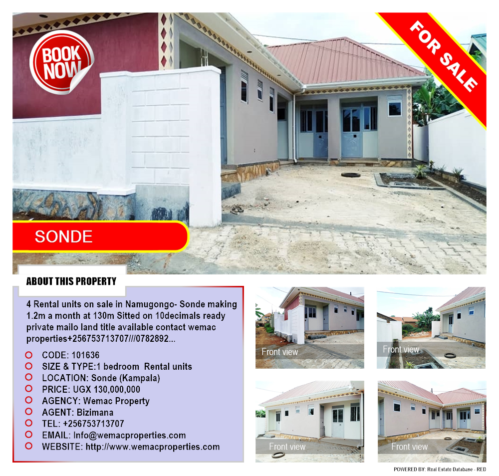 1 bedroom Rental units  for sale in Sonde Kampala Uganda, code: 101636