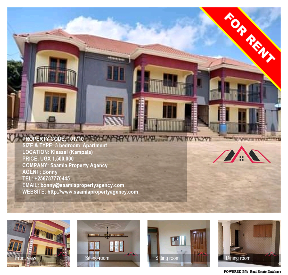 3 bedroom Apartment  for rent in Kisaasi Kampala Uganda, code: 101710
