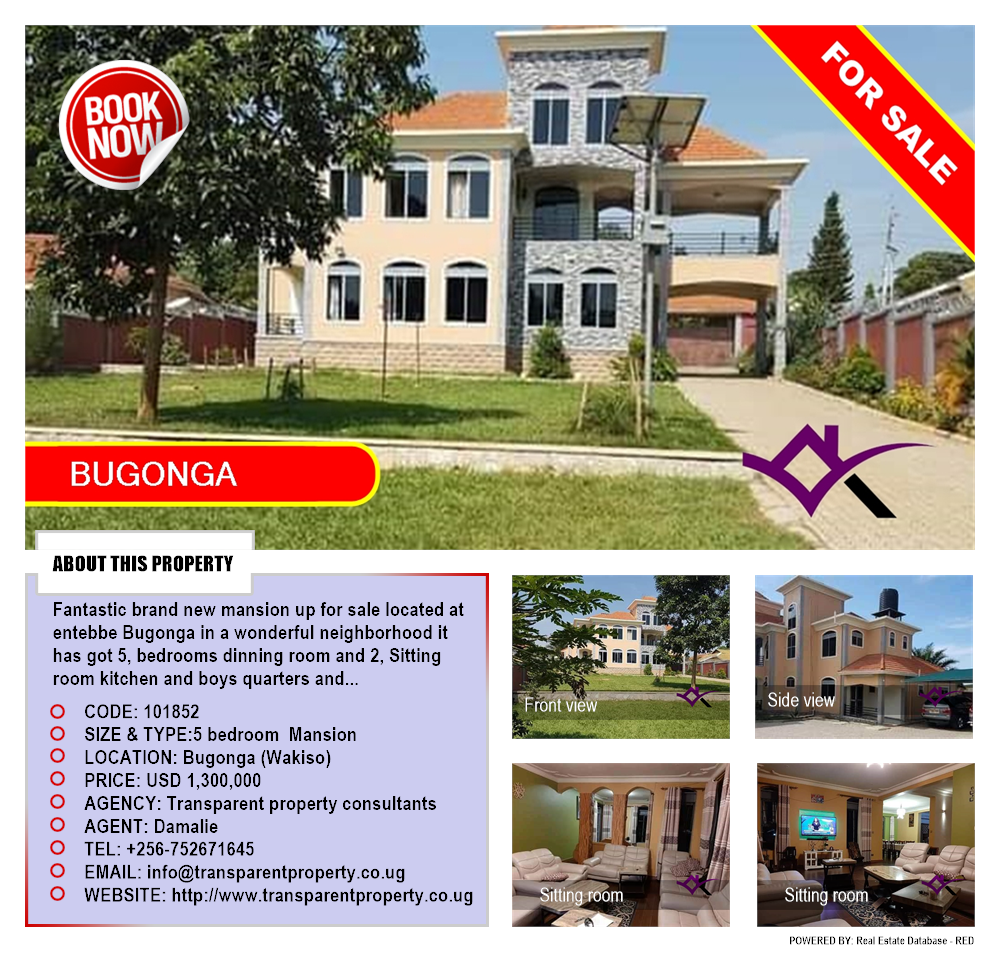 5 bedroom Mansion  for sale in Bugonga Wakiso Uganda, code: 101852