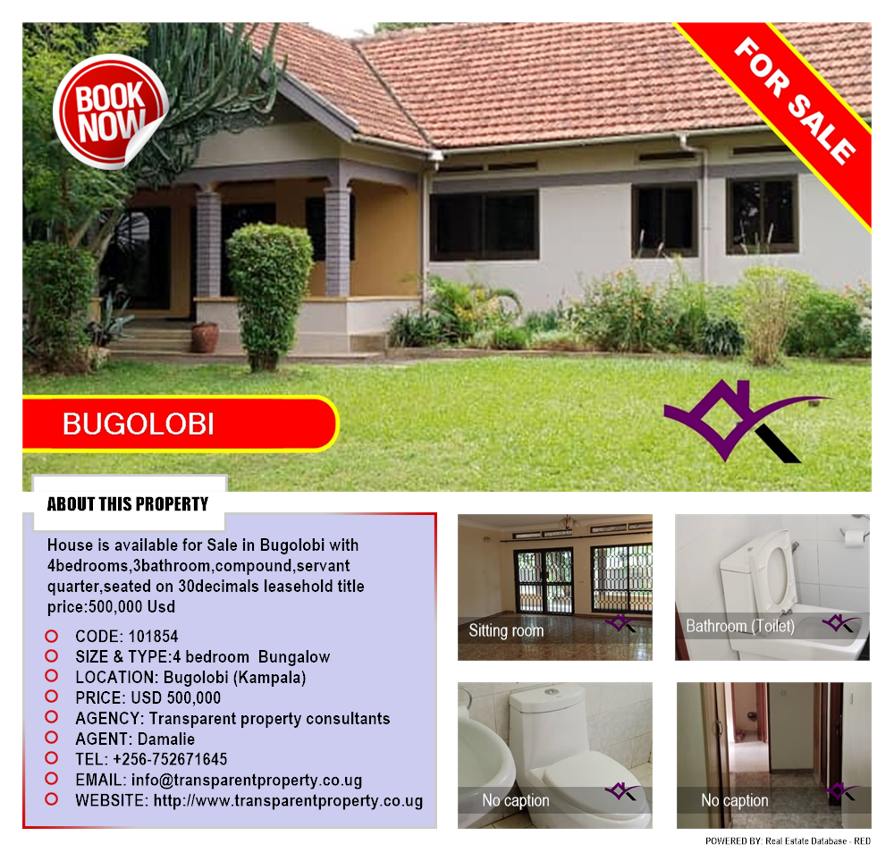 4 bedroom Bungalow  for sale in Bugoloobi Kampala Uganda, code: 101854
