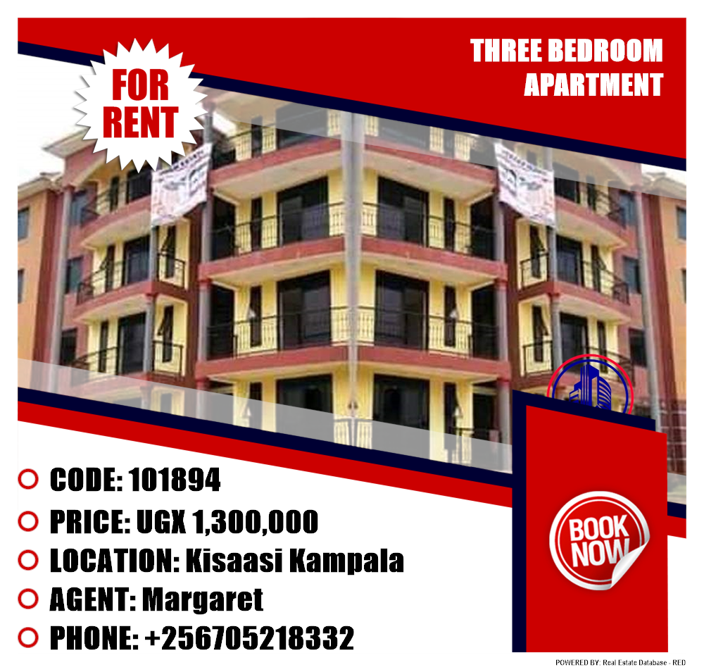 3 bedroom Apartment  for rent in Kisaasi Kampala Uganda, code: 101894