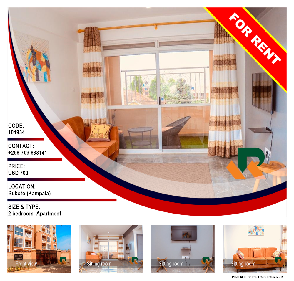 2 bedroom Apartment  for rent in Bukoto Kampala Uganda, code: 101934