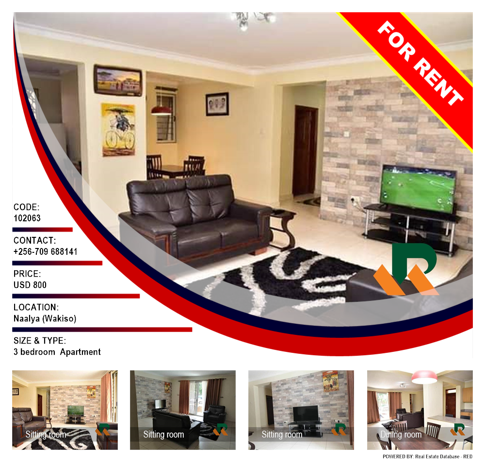 3 bedroom Apartment  for rent in Naalya Wakiso Uganda, code: 102063