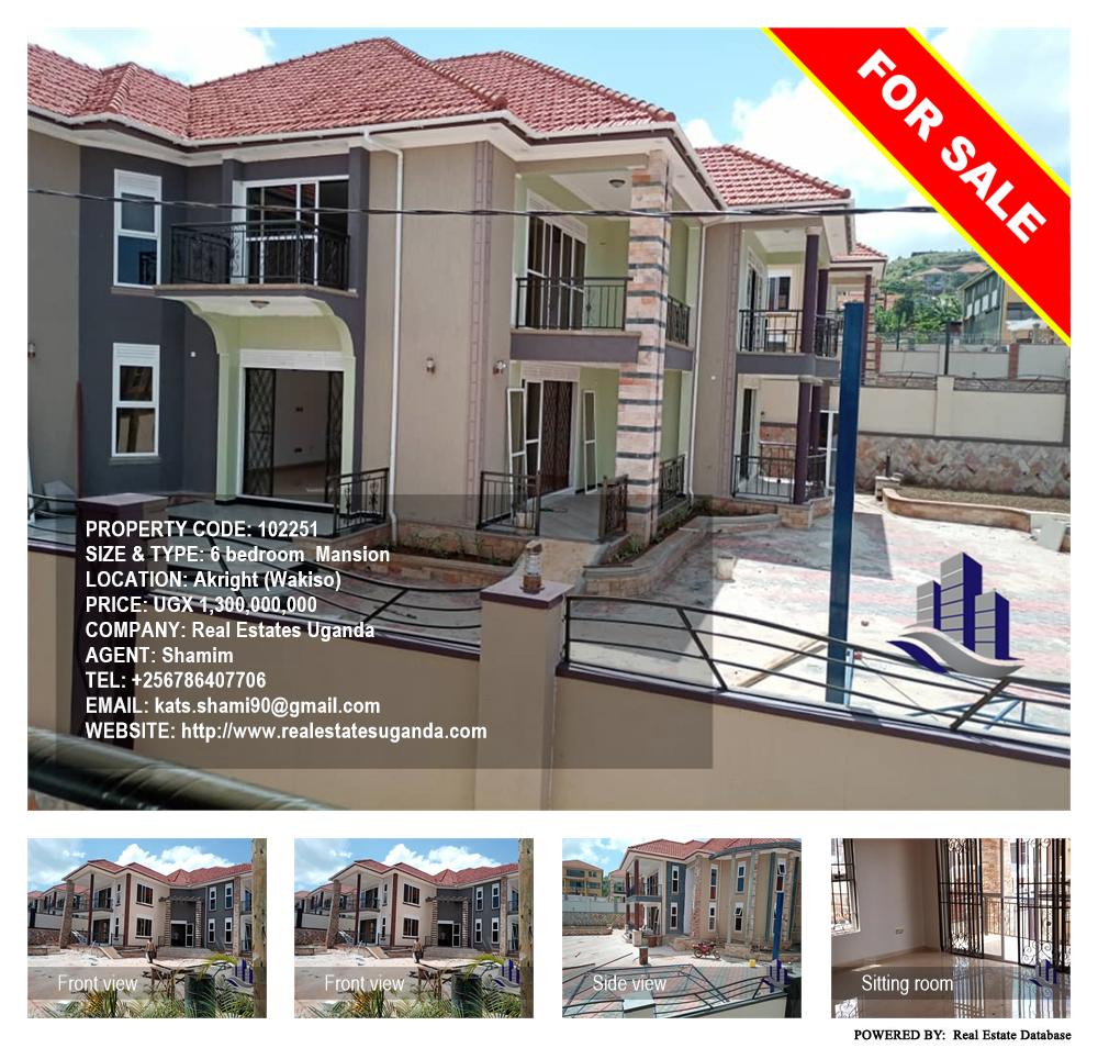 6 bedroom Mansion  for sale in Akright Wakiso Uganda, code: 102251