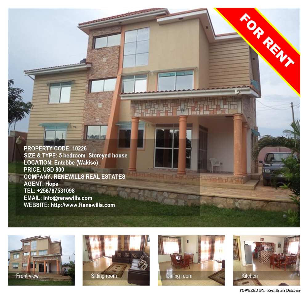 5 bedroom Storeyed house  for rent in Entebbe Wakiso Uganda, code: 10226