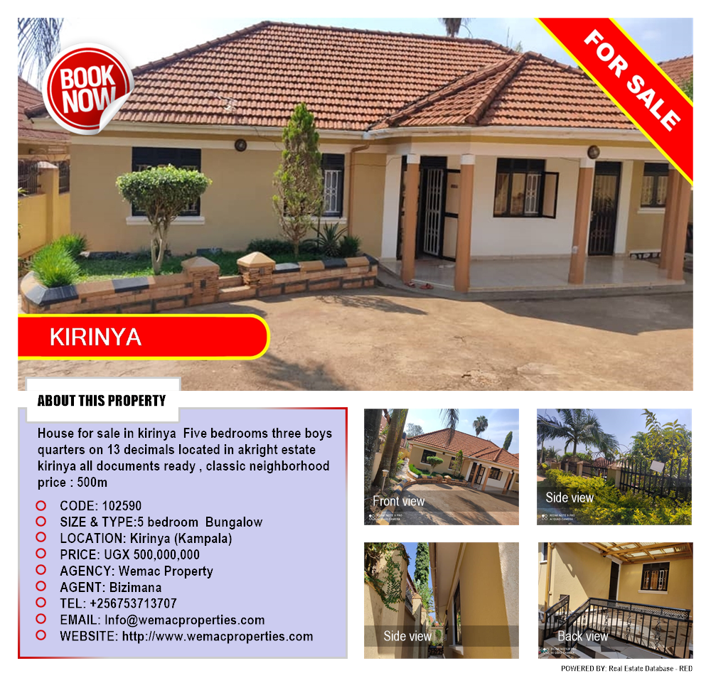 5 bedroom Bungalow  for sale in Kirinya Kampala Uganda, code: 102590
