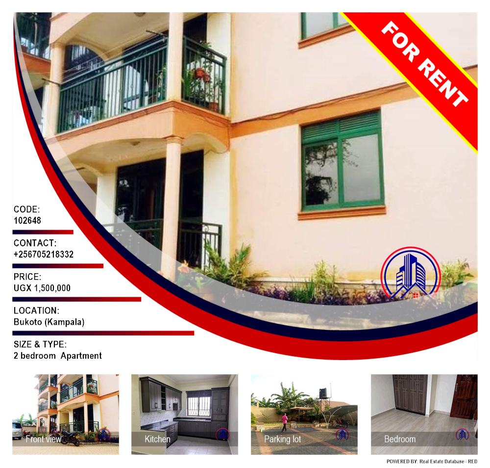 2 bedroom Apartment  for rent in Bukoto Kampala Uganda, code: 102648