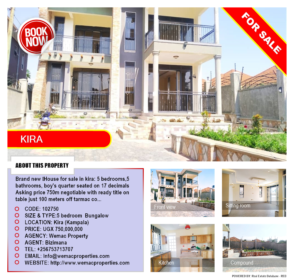 5 bedroom Bungalow  for sale in Kira Kampala Uganda, code: 102750