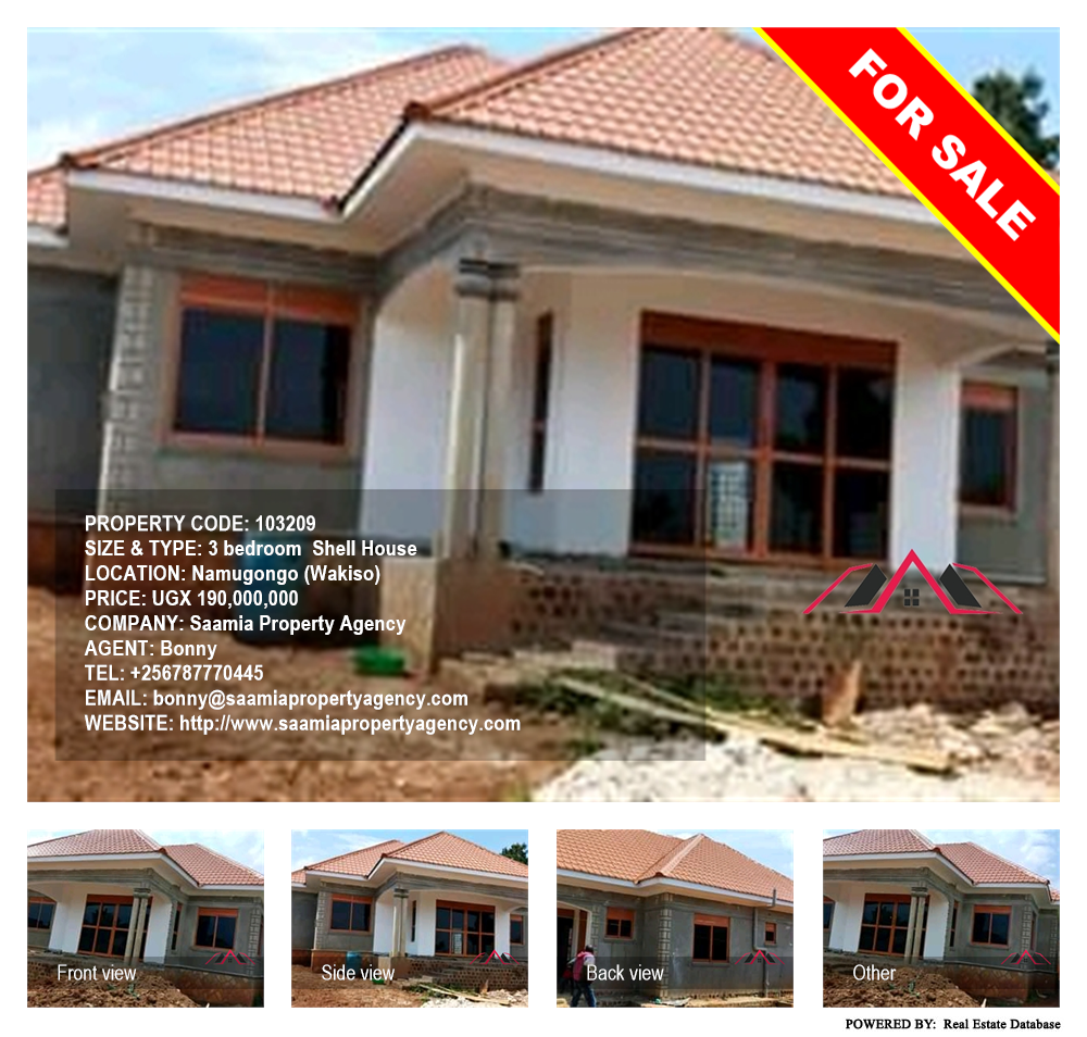3 bedroom Shell House  for sale in Namugongo Wakiso Uganda, code: 103209