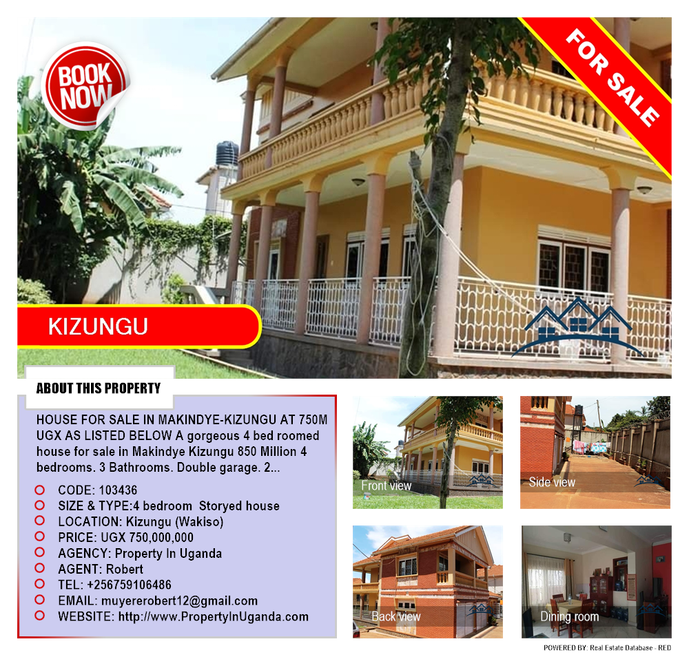 4 bedroom Storeyed house  for sale in Kizungu Wakiso Uganda, code: 103436
