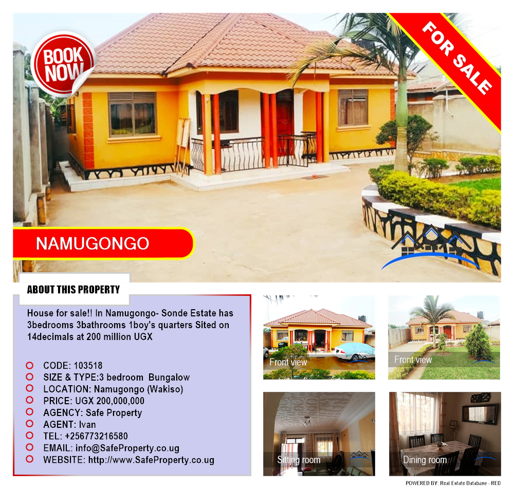 3 bedroom Bungalow  for sale in Namugongo Wakiso Uganda, code: 103518