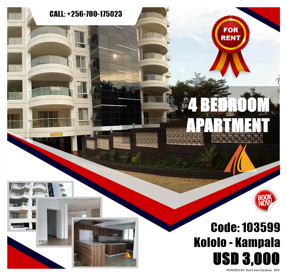 4 bedroom Apartment  for rent in Kololo Kampala Uganda, code: 103599