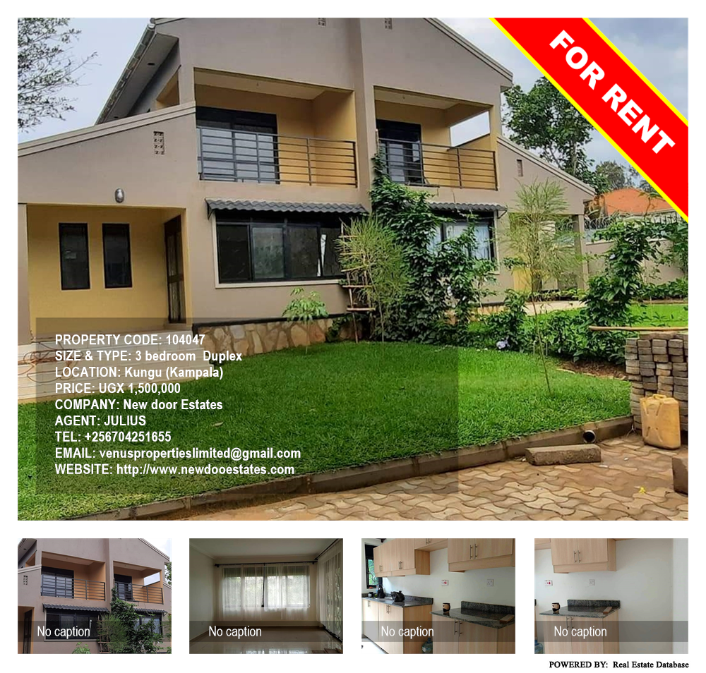 3 bedroom Duplex  for rent in Kungu Kampala Uganda, code: 104047