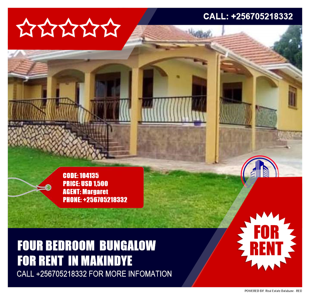 4 bedroom Bungalow  for rent in Makindye Kampala Uganda, code: 104135