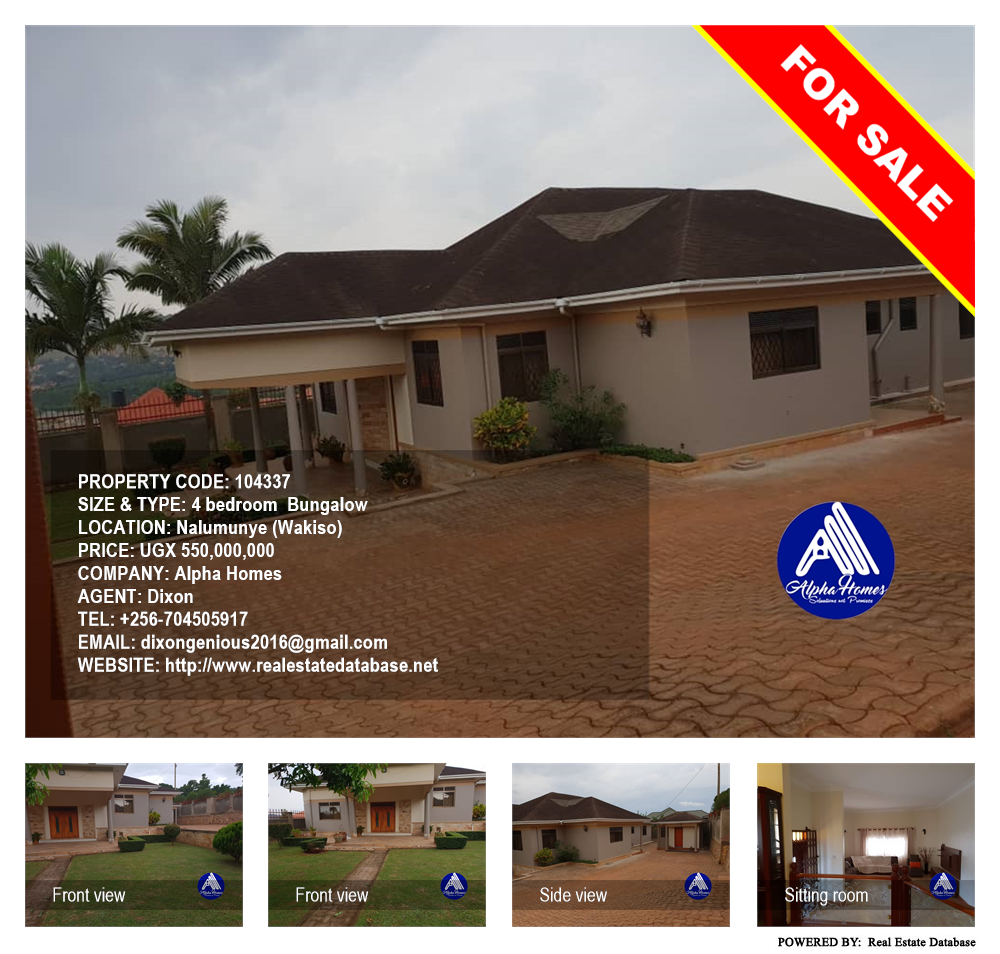 4 bedroom Bungalow  for sale in Nalumunye Wakiso Uganda, code: 104337