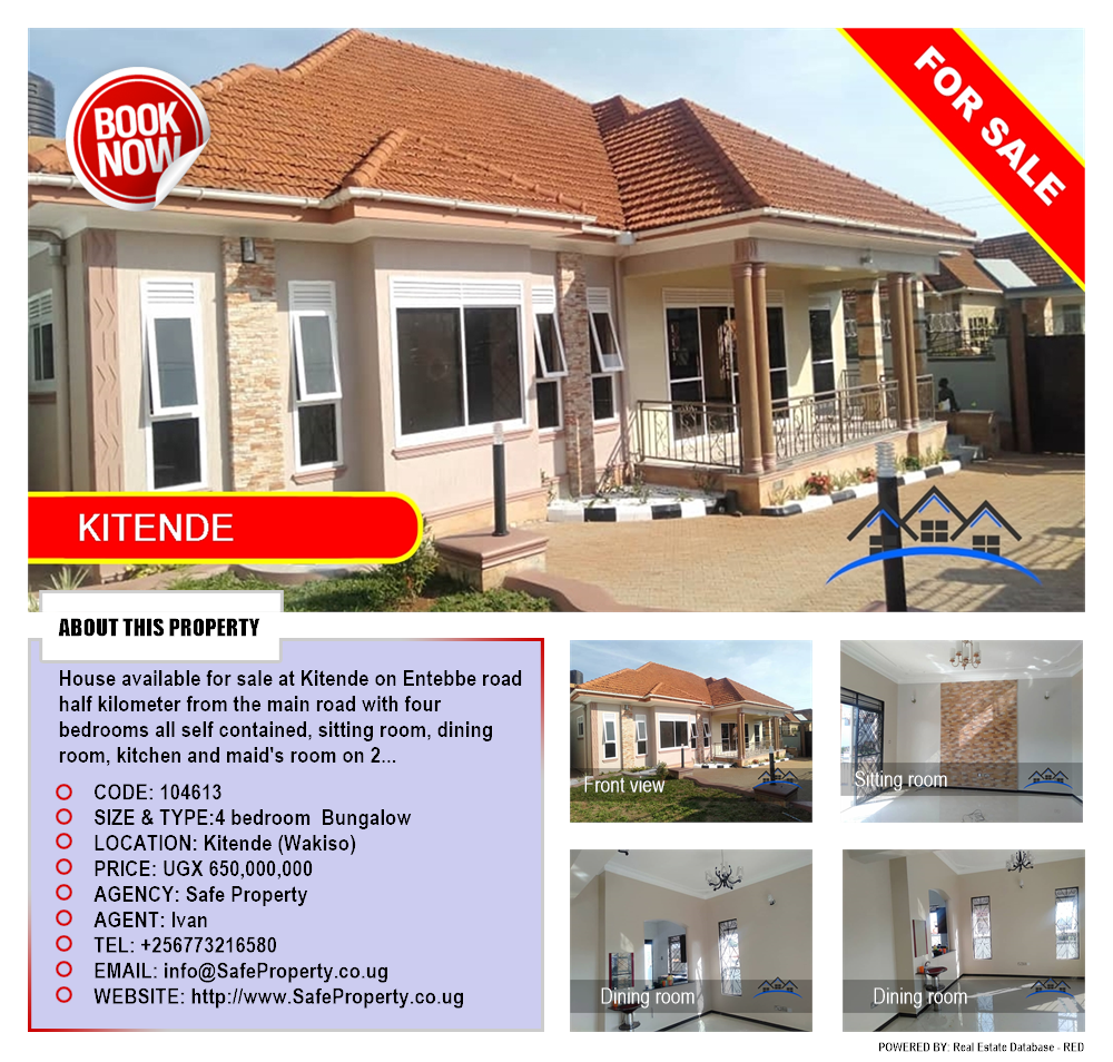 4 bedroom Bungalow  for sale in Kitende Wakiso Uganda, code: 104613
