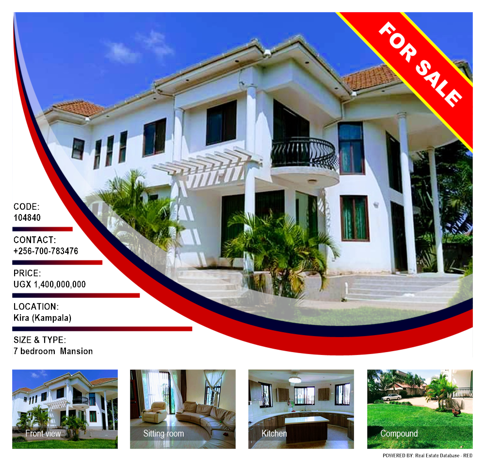 7 bedroom Mansion  for sale in Kira Kampala Uganda, code: 104840
