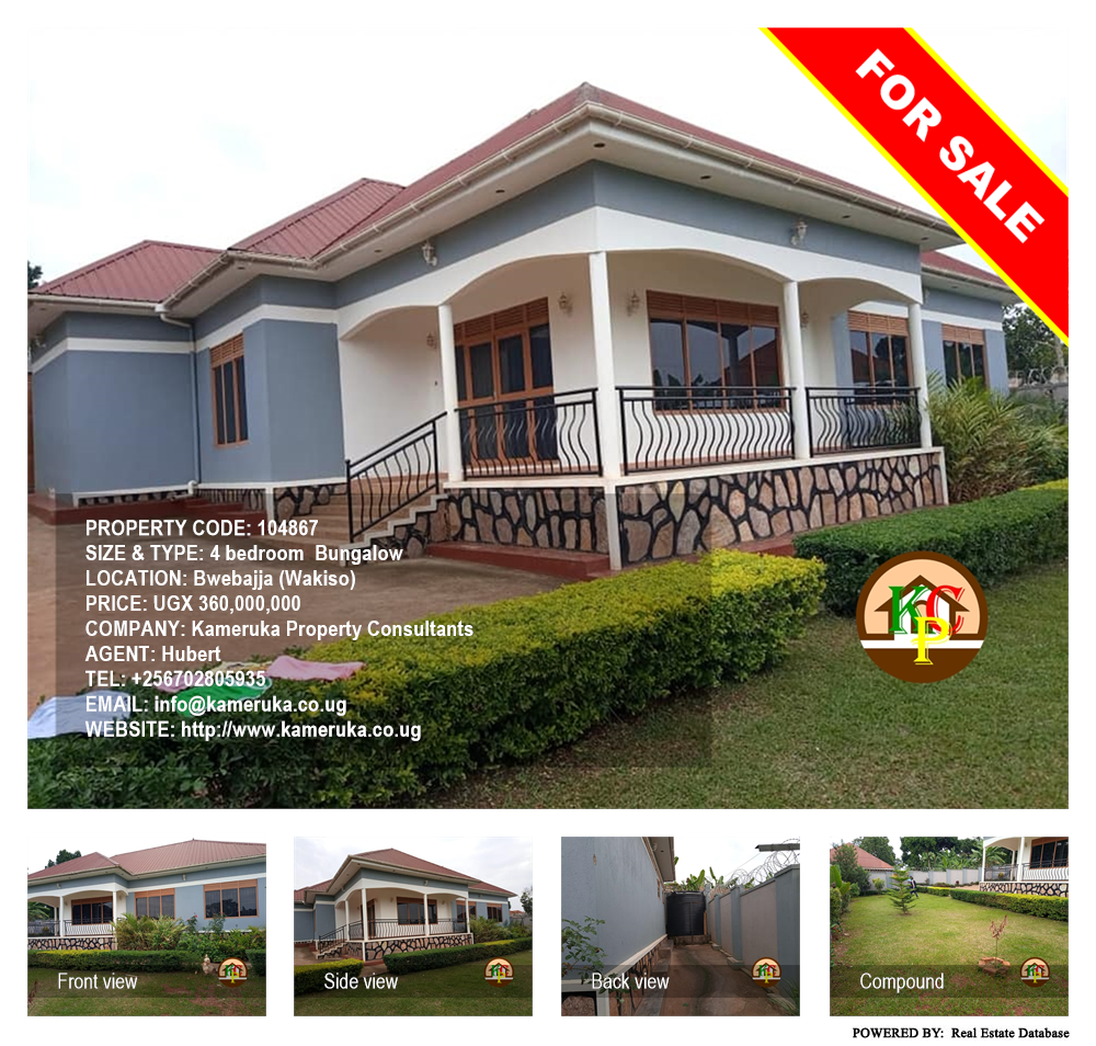4 bedroom Bungalow  for sale in Bwebajja Wakiso Uganda, code: 104867