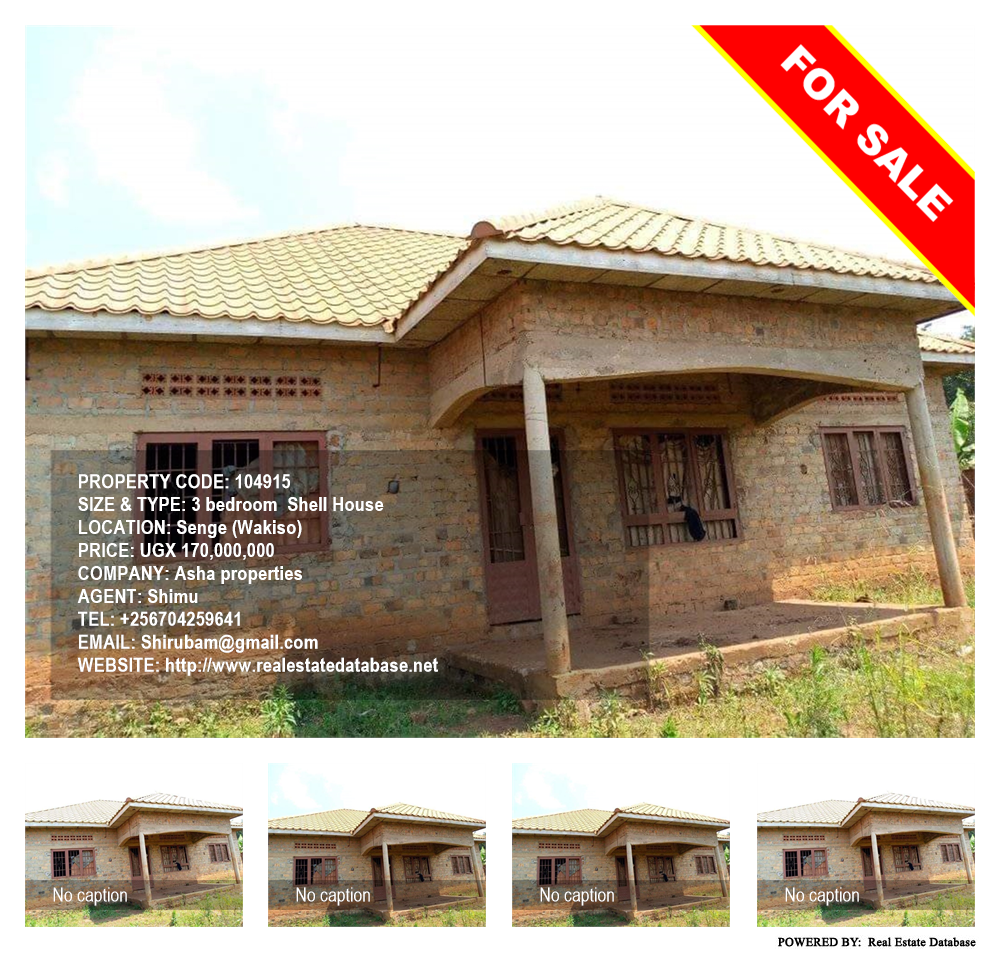 3 bedroom Shell House  for sale in Ssenge Wakiso Uganda, code: 104915