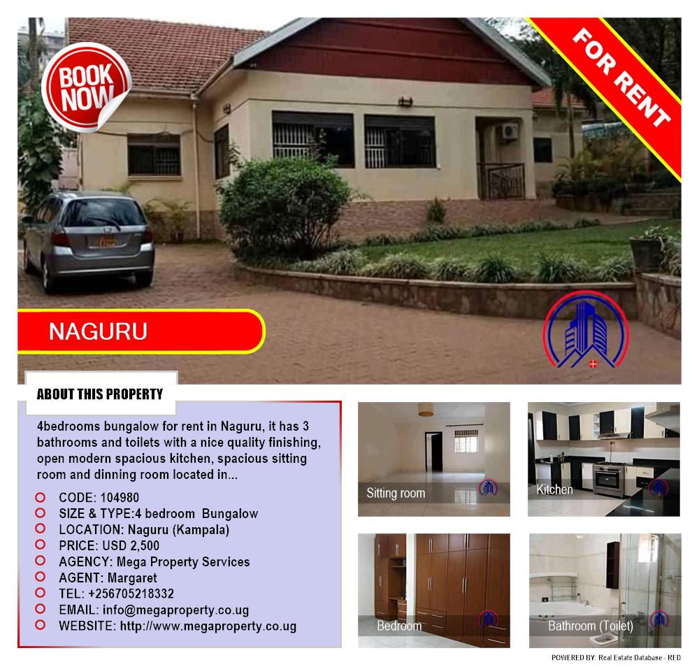 4 bedroom Bungalow  for rent in Naguru Kampala Uganda, code: 104980