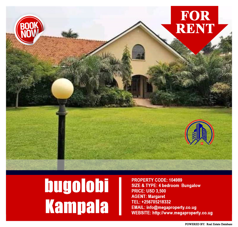 4 bedroom Bungalow  for rent in Bugoloobi Kampala Uganda, code: 104989