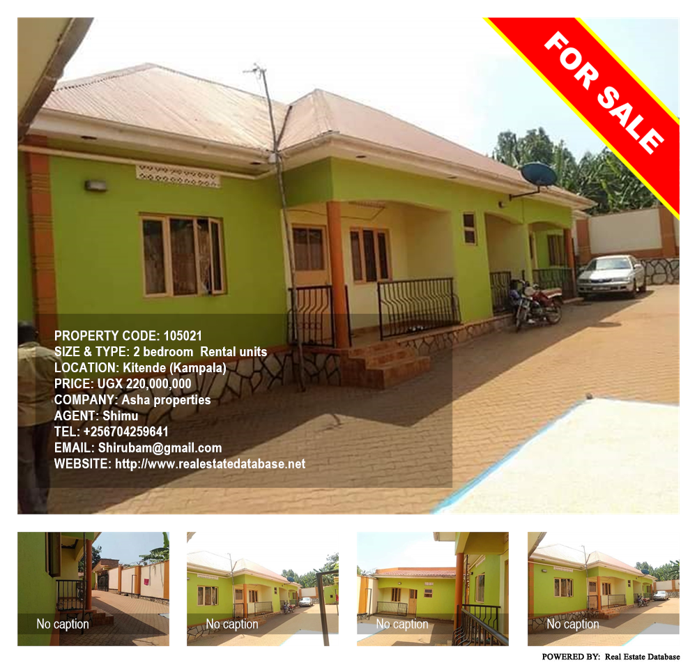 2 bedroom Rental units  for sale in Kitende Kampala Uganda, code: 105021