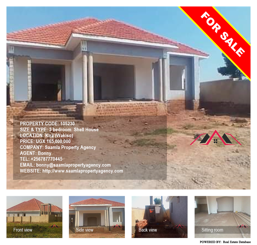 3 bedroom Shell House  for sale in Kira Wakiso Uganda, code: 105230