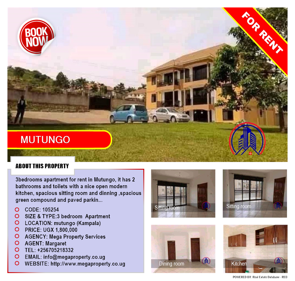 3 bedroom Apartment  for rent in Mutungo Kampala Uganda, code: 105254