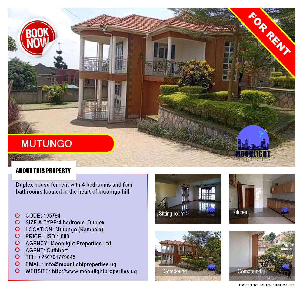 4 bedroom Duplex  for rent in Mutungo Kampala Uganda, code: 105794