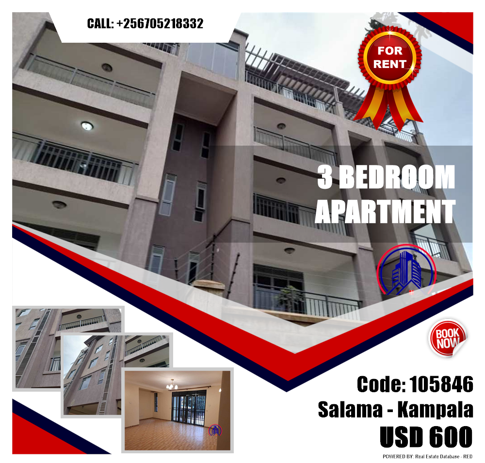 3 bedroom Apartment  for rent in Salaama Kampala Uganda, code: 105846