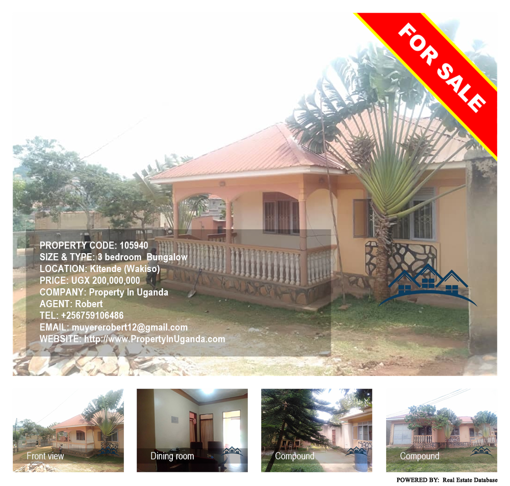 3 bedroom Bungalow  for sale in Kitende Wakiso Uganda, code: 105940