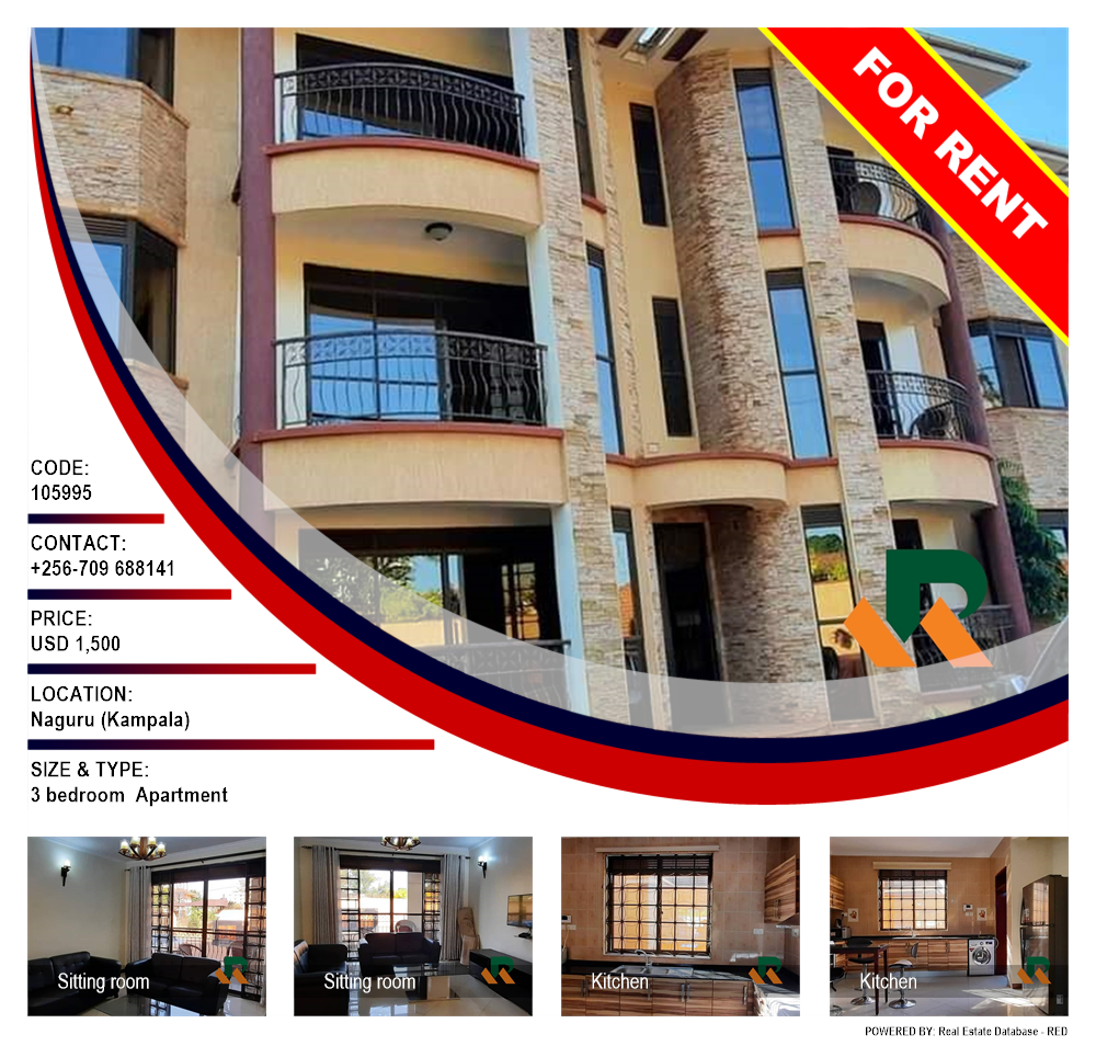 3 bedroom Apartment  for rent in Naguru Kampala Uganda, code: 105995