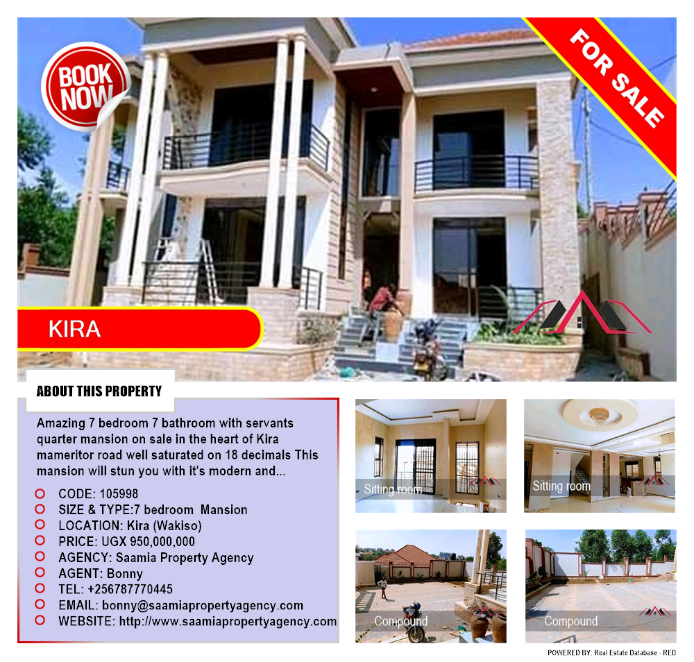 7 bedroom Mansion  for sale in Kira Wakiso Uganda, code: 105998
