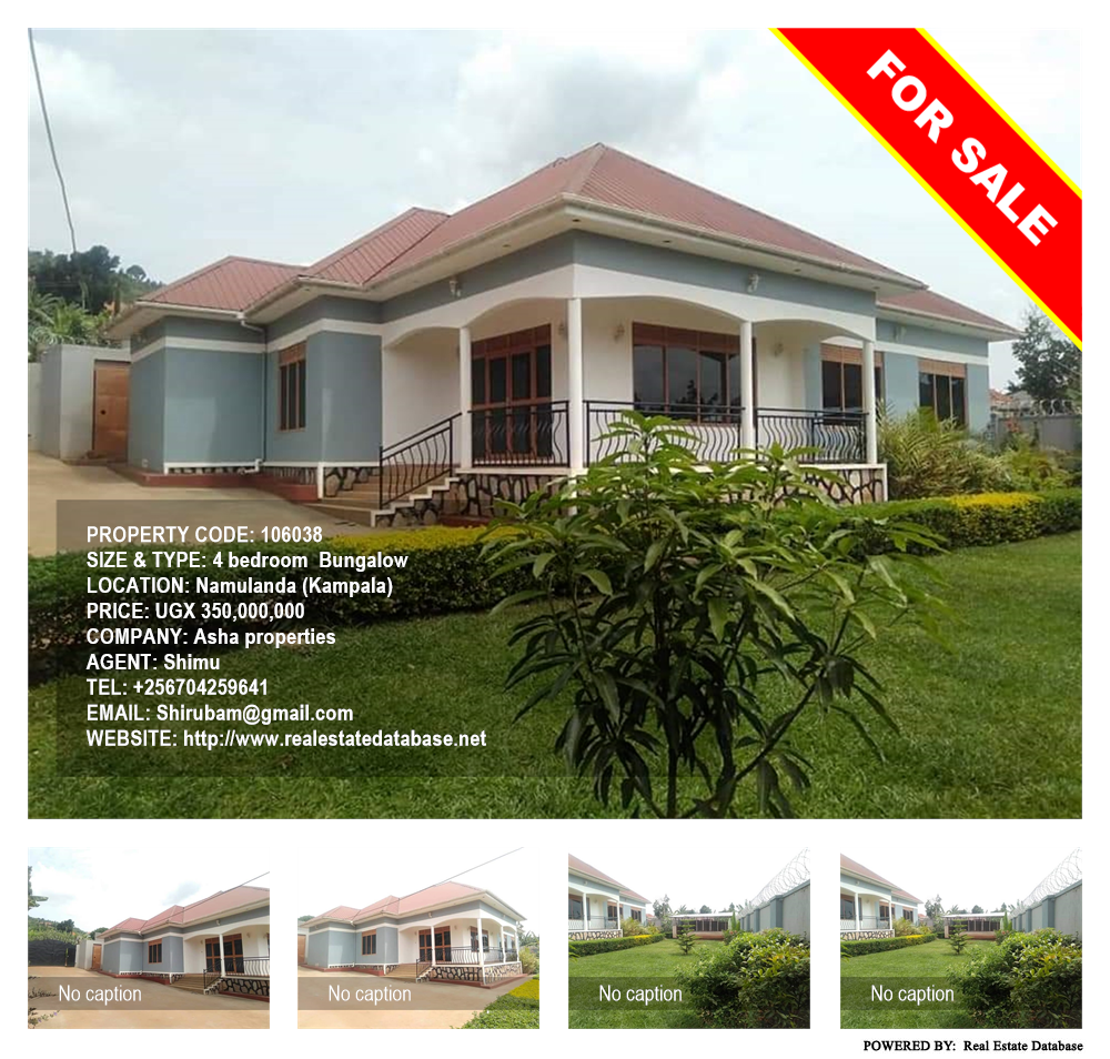 4 bedroom Bungalow  for sale in Namulanda Kampala Uganda, code: 106038