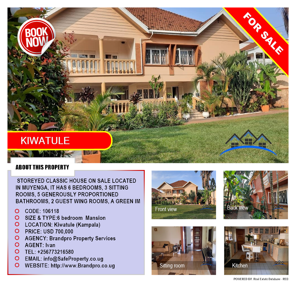 6 bedroom Mansion  for sale in Kiwaatule Kampala Uganda, code: 106118